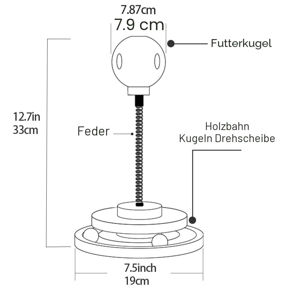 Marchul KatzenSpielzeug mit Futterball Snackball, Katzen Spielzeug Roller Tracks mit Drehteller, Interaktives Katzenspielzeug Aus Holz, Katzen Futterautomat Spielzeug mit Leckerli Ball 7