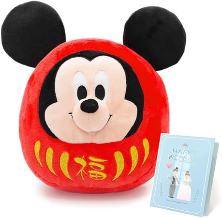 Amazon 電報屋のエクスメール 祝電 誕生日 ぬいぐるみ 電報 ミッキー招福だるま ぬいぐるみ と プレミアムカード電報 のセット お祝い ギフト ディズニー Disney ミッキーマウス ミニーマウス 電報 祝電 プレミアムカード台紙 115 Happy Wedding ぬいぐるみ