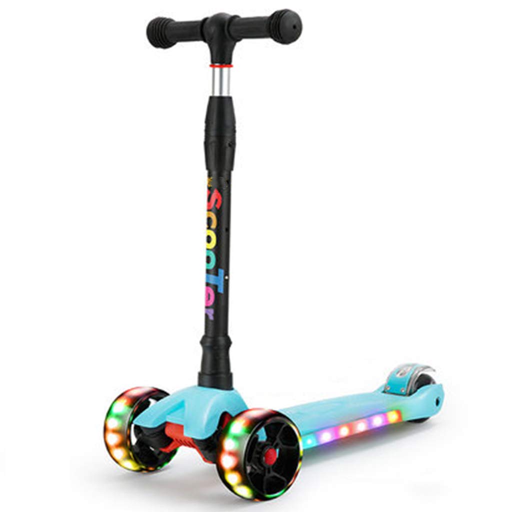 A 男の子及び女の子のための四輪高さ調節可能なtバー点滅ledホイールスクータースムーズなライディングに傾くキックスクーターの快適さ持ち運びが簡単 A B07qvp9v48 キックボード本体 信頼