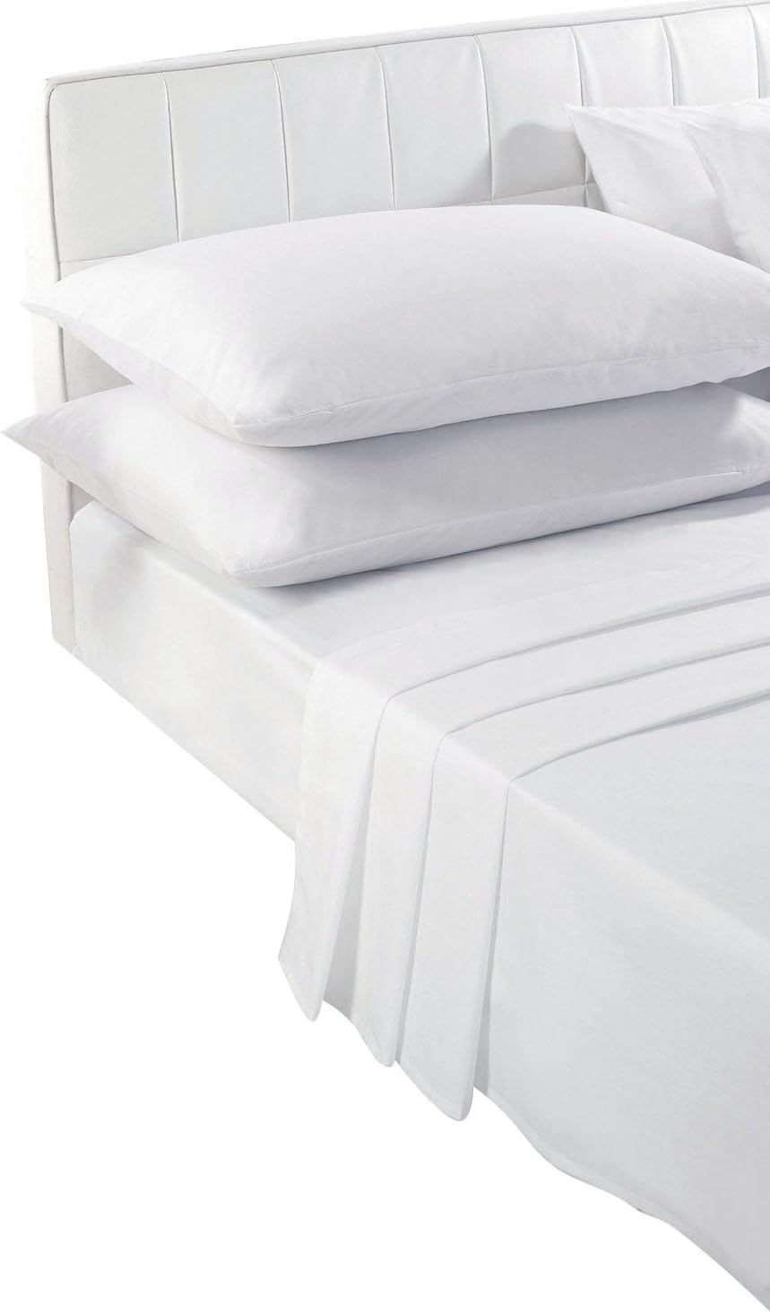 Voice 7 Non Iron Poly Cotton Pillow Cases Pair only - 21 Colors Choice (White)