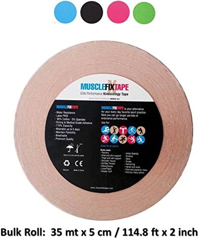 Sports Kinesiology Tape Roll - Athletic Injury Recovery First Aid Therapy Support - Elastic Breathable Cotton Waterproof Strong Adhesive - Tendon Joint Ligament Muscle Pain Relief – Free Taping Guide