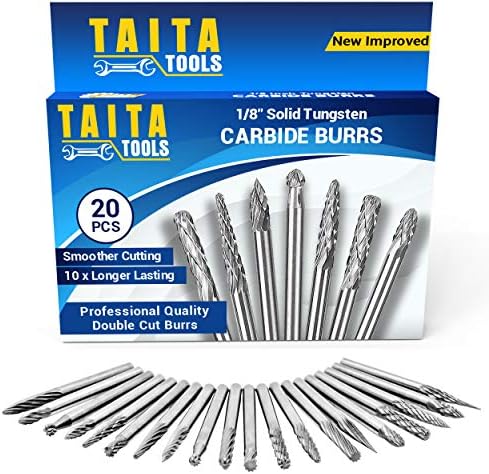 thumbnail image 2 of 20-Piece Tungsten Carbide Rotary Drill Bits Burr Set – 1/8 Shank – Die Grinder Carving 2 of 4