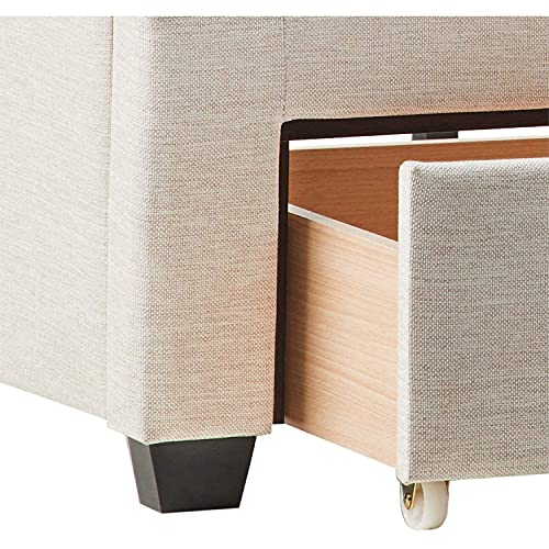 DG Casa Argo Upholstered Panel Bed Frame with Storage Drawers and