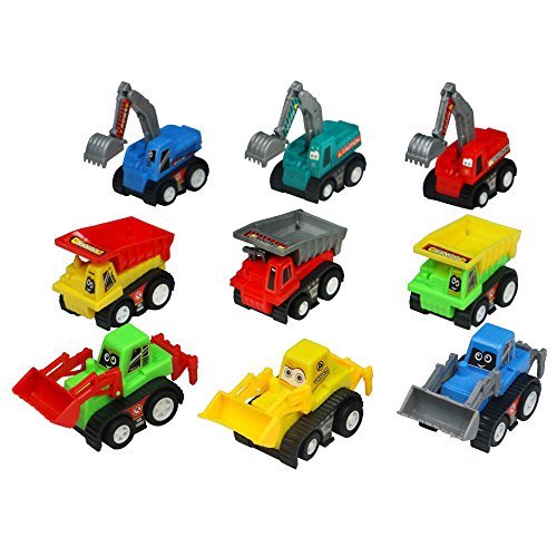 Toy Car Mini Pull Back Vehicles Construction Digger Dump Trucks for Kids Children Party 3+ Years, 9PCS