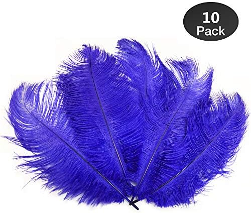Natural Ostrich Feathers 10-12inch(25-30cm) Plume for Wedding Centerpieces Home Decoration Royal blue-10Pcs
