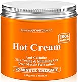 Cellulite Cream & Muscle Relaxation Cream Huge 8.8oz, 100% Natural 87% Organic - Cellulite Cream Treatment Hot Gel, Firms Skin - Muscle Rub Cream, Muscle Massager 1 Pack