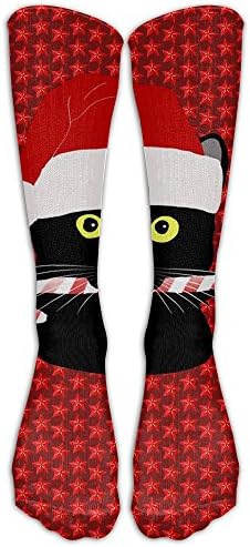 Christmas Hat Black Cat Compression Socks Soccer Socks Long Stockings For Running Jogging Cross Training Cycling Relief
