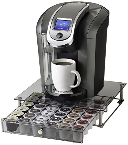 NIFTY 6475 Keurig Brewed Glass Top Storage Drawer, Chrome