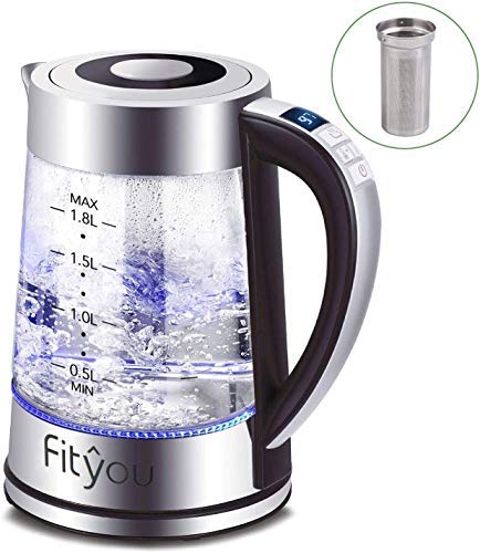 Electric Kettle(BPA Free),Fityou 1.8L Temperature Control Electric Glass Tea kettle with Stainless Removable Infuser,1500W Cordless Hot Water Boiler with Blue Led Indicator and 24Hrs Keep Warm function,Auto Shut-off - Thumbnail 7