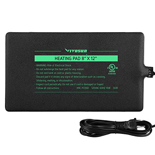VIVOSUN 8x12 Inch Reptile Heating Pad 16W Under Tank Heater for Tropical and Temperate Reptiles