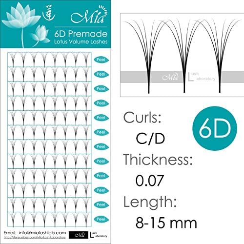 [0.07 D] Lotus 6D Fan Lashes Premade Volume Fan Pre-fan Semi Permanent Eyelash Extensions (6D 0.07 D 14mm)