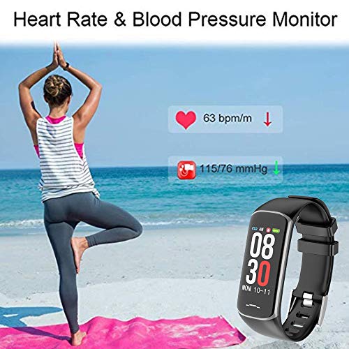 Fitness Tracker Smart Watch, Activity Tracker with Heart Rate Monitor, IP67 Waterproof Smart Fitness Band with Blood Pressure, Step, Calorie Counter, Pedometer Watch for Women and Men (Z-B2-Black) - Thumbnail 4
