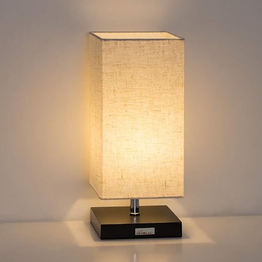 Bedside Table Desk Lamp Minimalist Table Lamp with Square Fabric