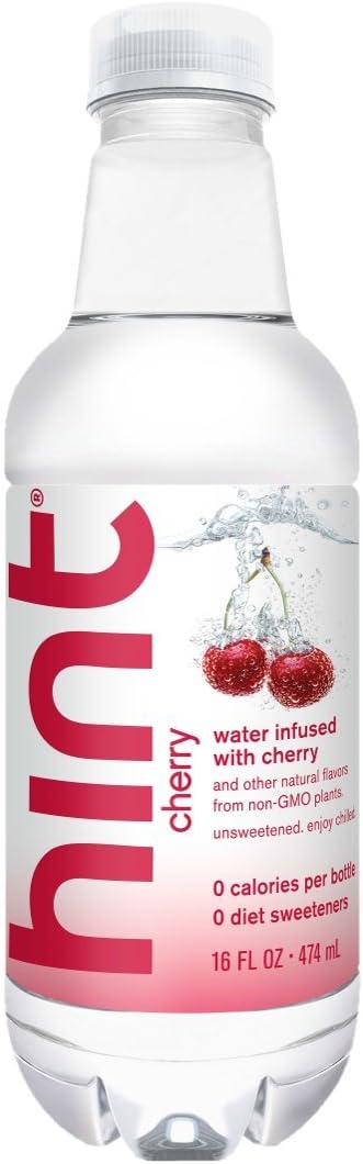 Hint Unsweetened Essence Water, 16 Ounce Bottles (Pack of 6) (Cherry)