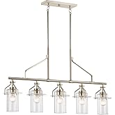 Kichler Everett 42 Inch 5 Light Linear Chandelier with Clear Glass in Polished Nickel
