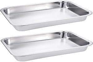 2PCS 20x14x1 Inch Heavy Duty Stainless Steel Baking Tray, Stackable Baking Sheets Easy Clean Oven Tray for, Grilled Fish, BBQ
