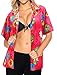 La Leela Relaxed Hawaiian Shirt Holiday Blouses Button Down Women Short Sleeves Pink