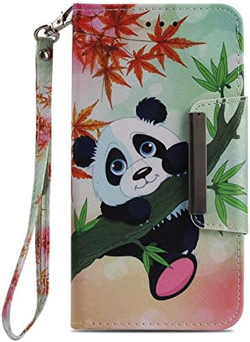 Wiitop Compatible Huawei Honor 7C / Enjoy 8 / Nova 2 Lite / Y7 2018 / Y7 Prime 2018 Case, Leather Wallet Phone Case Kickstand Wrist Strap Credit Card Slot Flip Full Body Protective Cover Animal Panda