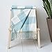 GOOD MANORS Buffalo Plaid Throw Blanket with Fringe, Farmhouse Check Pattern, Ultra Lightweight 15 oz, Woven Soft Breathable Stylish, 50 x 60 in. (Sky Blue)