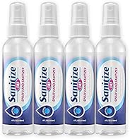 4 PAQUETES de 4oz.  cada desinfectante para manos en aerosol con 80% de alcohol.  Fórmula para matar gérmenes.  Desinfectante tamaño viaje.