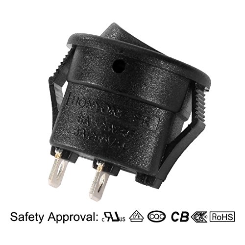 image for uxcell 5Pcs AC 250V/3A 125V/6A 2Pin SPST 2 Position Round Boat Rocker 