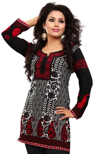 Womens Short Kurti Printed Kurta Indian Tunic Top India Clothing