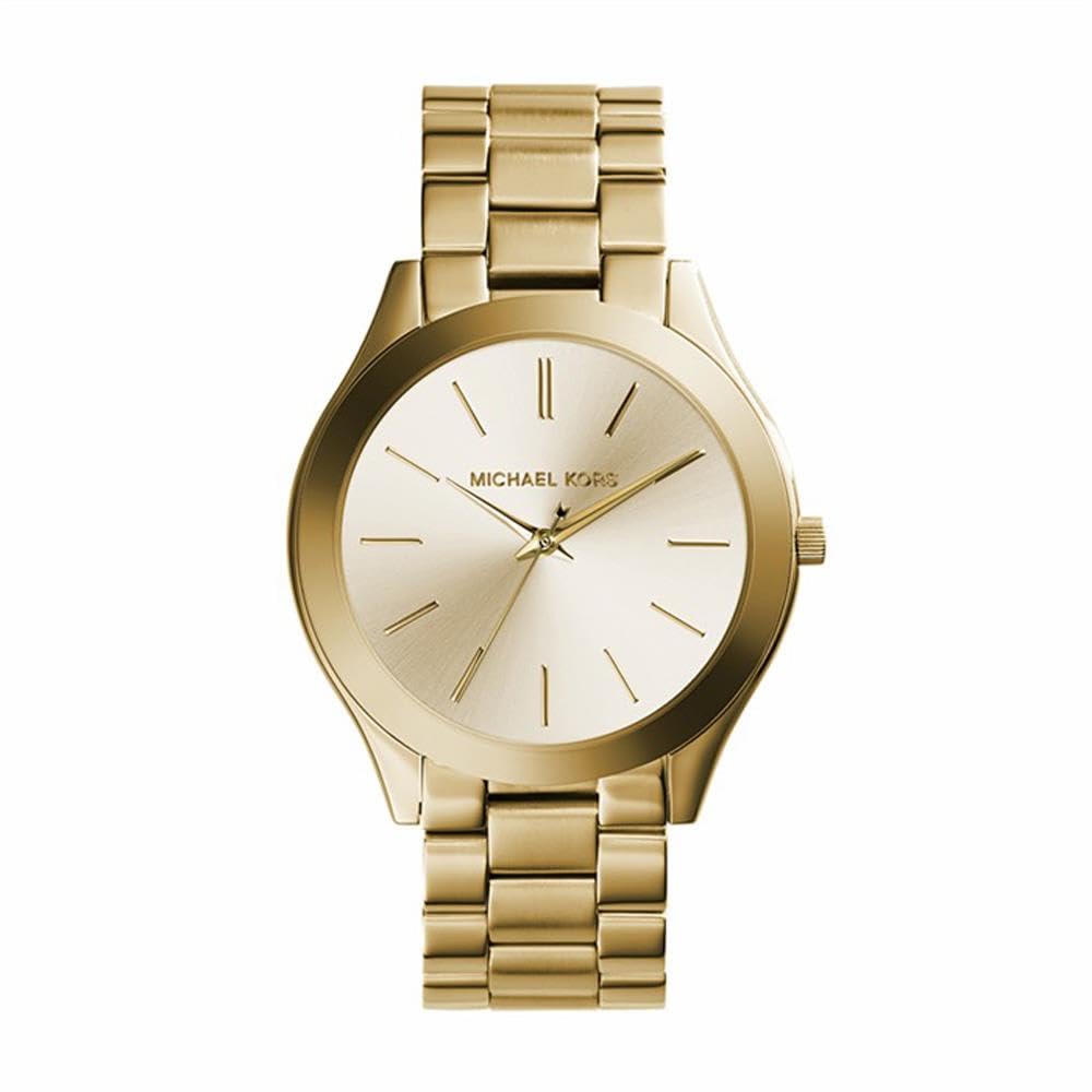 Michael Kors Slim Runway Three-Hand with with Gold Tone Stainless Steel Strap for Women MK3179