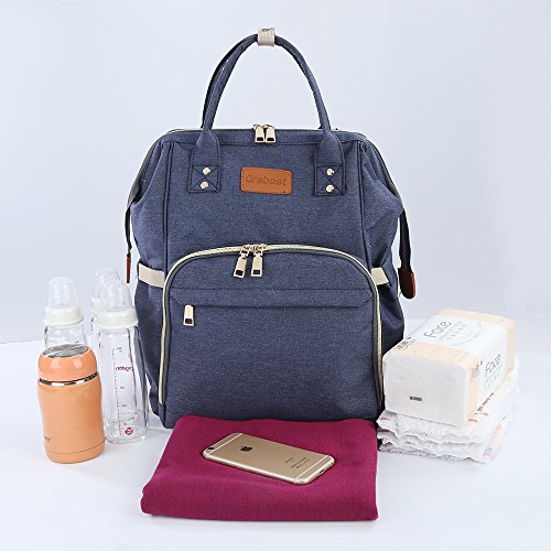 Diaper Bag Multi-function Baby Diaper Backpack Nappy Bags,Mom Dad Travel Backpack Large Capacity Baby bags With Insulated Pockets Stroller Straps for Baby Care (Blue) - Thumbnail 4