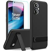 Nijiadi Case for Oneplus Nord N20 5G Phone Case with Glass Screen Protector, [3 Stand Ways] Metal Kickstand/Stand Silicone TPU Shockproof Protective Cover Case for Oneplus Nord N20 5G - Black