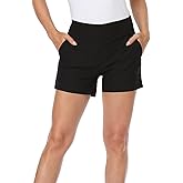 HAPPIERE Women's Pull On Chino Shorts High Waisted 4" Inseam Summer Casual Shorts with Pockets