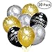 Unomor 40th Birthday Decorations with 40th Birthday Balloons in Black, Silver and Gold for Birthday Supplies—30 Pack