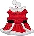 Friends Forever Santa Coat Cozy Sequin Vest Winter Jacket Sweater Hoodie Furry Collar Red Harness Pet Puppy Dog Christmas Clothes Costume Outwear Apparel Cat (Medium)