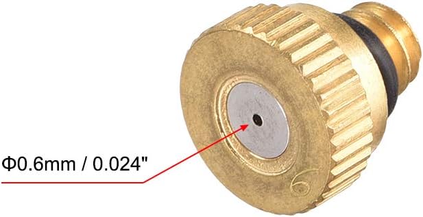 sourcing map Brass Misting Nozzle - 10/24 UNC 0.6mm Orifice Dia Replacement Heads for Outdoor Cooling System - 5 Pcs - Image 4
