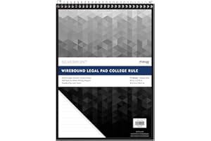 TOP FLIGHT Silverpoint Top Wire Legal Pad, College Rule, Heavy Back, 8.5 x 11.75 Inches, 70 Sheets, Protective Cover, Gray/Black (51073)