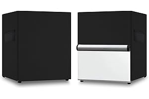 GJMZTQG Heavy Duty Outdoor Refrigerator Cover,600D Waterproof UV Resistant Anti-Fading Outdoor Small Upright Freezers Cover,with Air Vent and Handles,Black (22" x 23" x 34")