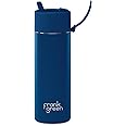 Frank Green - Ceramic Reusable Bottle - Stainless Steel Water Bottle With Straw, Insulated Water Bottle, Metal Water Bottle - Flip Straw Lid - 20oz - Deep Ocean