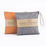 Kidcia Activated Charcoal Odor Absorber & Air Filter Purifier - Natural Bamboo Charcoal Activated Carbon Bag - Pack of 2 (2 x 200g) - Orange/Grey