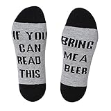 IF YOU CAN READ THIS Funny Saying Knitting Word Combed Cotton Crew Wine Coffee Beer Socks for Men Women (Large, Black Gray (Beer))