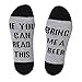 IF YOU CAN READ THIS Funny Saying Knitting Word Combed Cotton Crew Wine Coffee Beer Socks for Men Women (Large, Black Gray (Beer))
