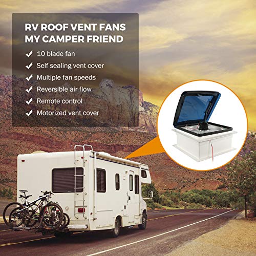 Partol RV Roof Vent Fan with Remote and Rain Sensor Camper RV