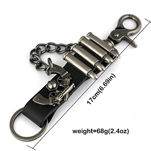Maycom Retro Style Black Revolver Bullet Pants Buckle Keychain Key Chain Ring Keyring Keyfob Key Fob Holder