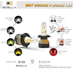 Boslla H4/9003 LED Headlight Bulb, 3 Color 3