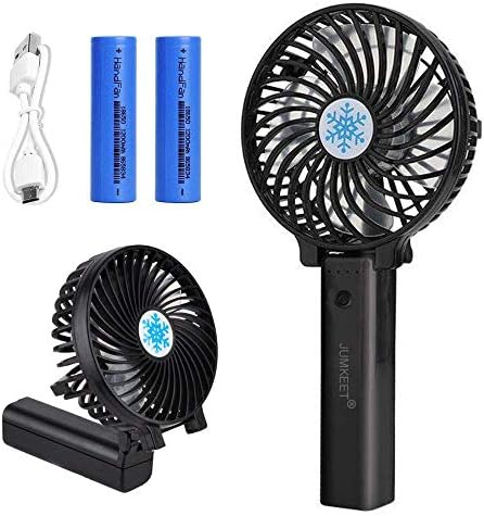 Jumkett Mini Handheld Fan, Personal Portable Desk Stroller Table Fan with USB Rechargeable Battery Operated Cooling Folding Electric Fan for Office Room Outdoor Household Traveling Pin (Black)
