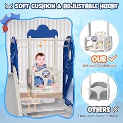 BIERUM 5 in 1 Toddler Slide and Swing Set, Pirate
