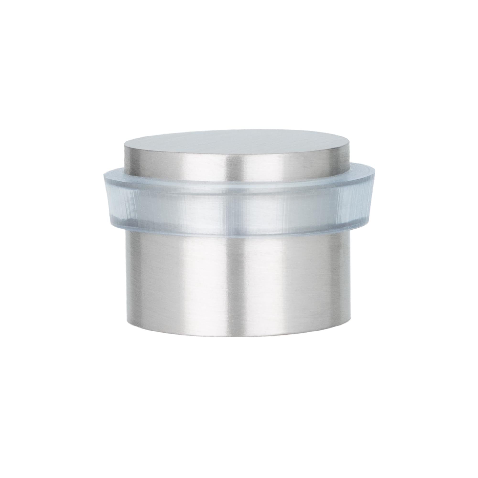 EVI Herrajes | Adhesive Door Stop | Ø24x20mm | Stainless Steel-Transparent Rubber | Strong Adhesion | 100% Functional | Mod. I-163TAM