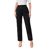 SweatyRocks Women's Vintage Plaid Casual Pocket Pants with Drawstring Elastic Waist