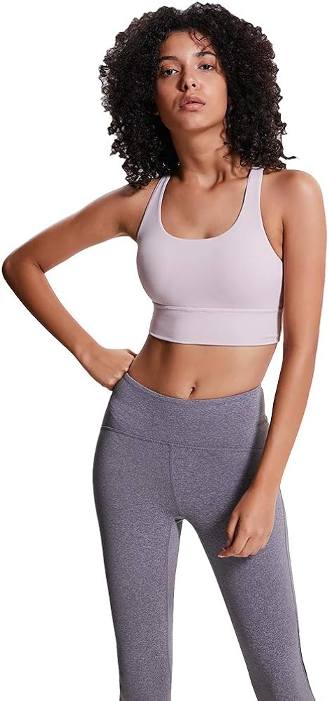 LITIAN Sports Bras for Women Strappy Longline Yoga Bra Padded Medium Support Workout Training Gym Bra at  Women’s Clothing store
