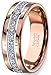 Rose Gold Tungsten Ring Fully Stacked with Cubic Zircon Comfort Fit