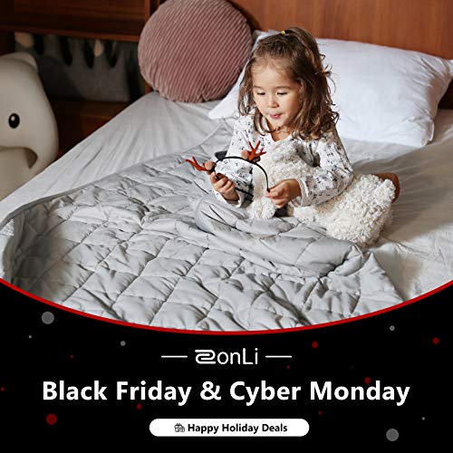 ZonLi Kid Weighted Blanket 5 lbs(36''x48'', Light Grey), Cooling