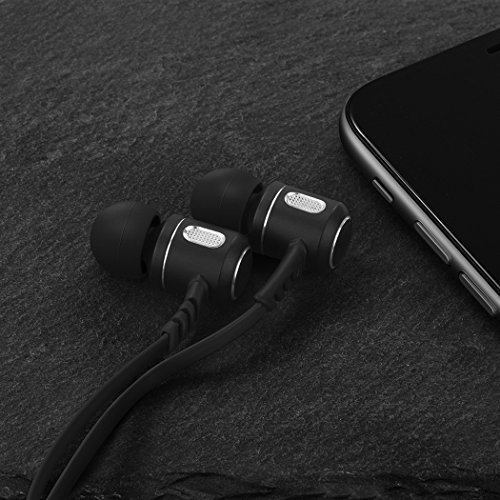 Earbuds, HokoAcc In-Ear Headphones Noise Isolation Headset Heavy Bass Earphones with Microphone for iPhone Samsung iPad and Most Android Phones, Black - Thumbnail 6